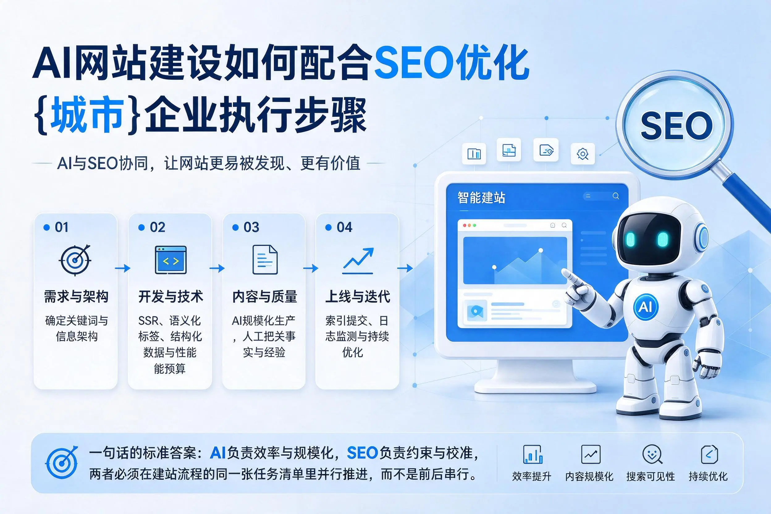 AI网站建设如何配合SEO优化，蚌埠企业执行步骤
