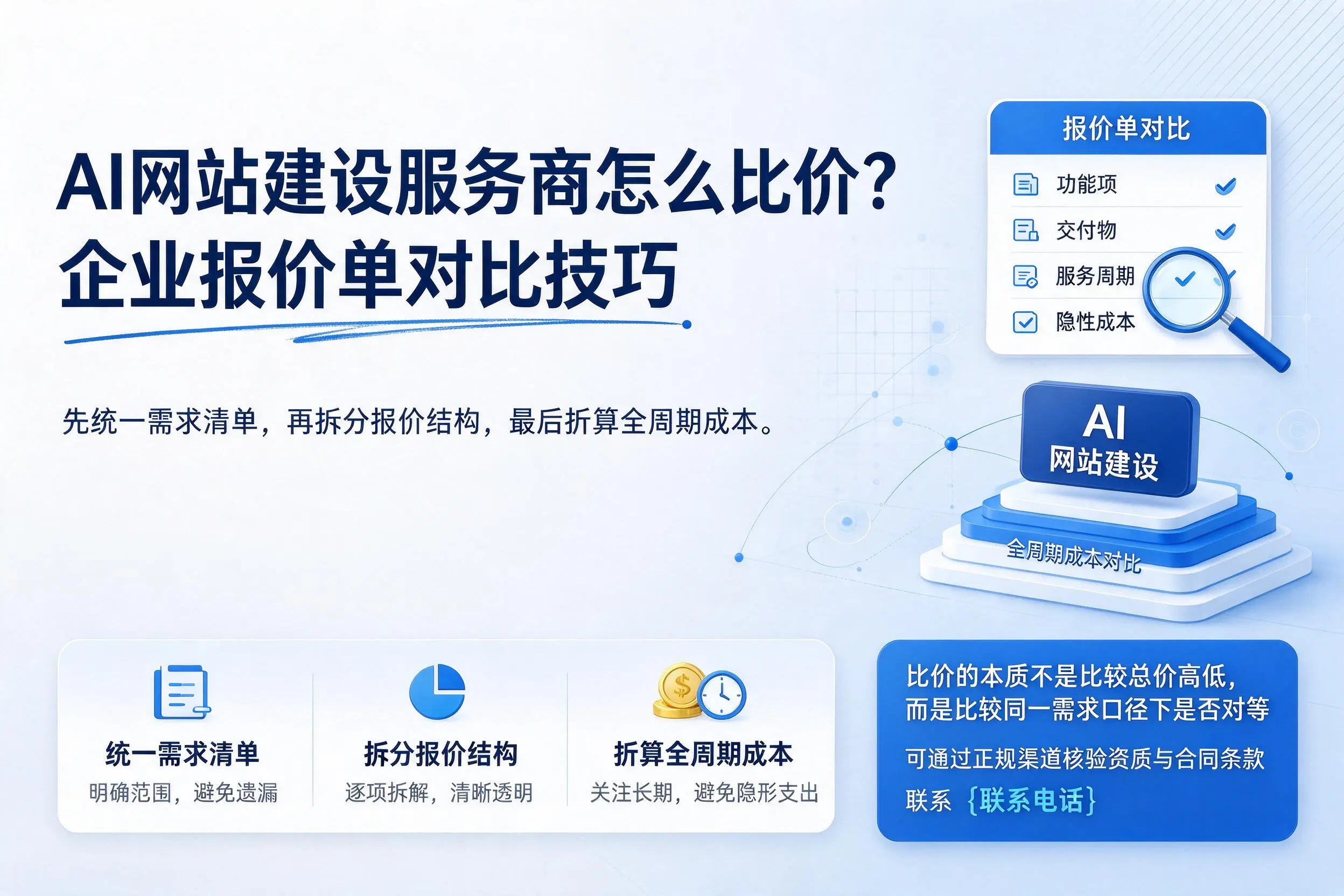 AI网站建设服务商怎么比价?蚌埠企业报价单对比技巧